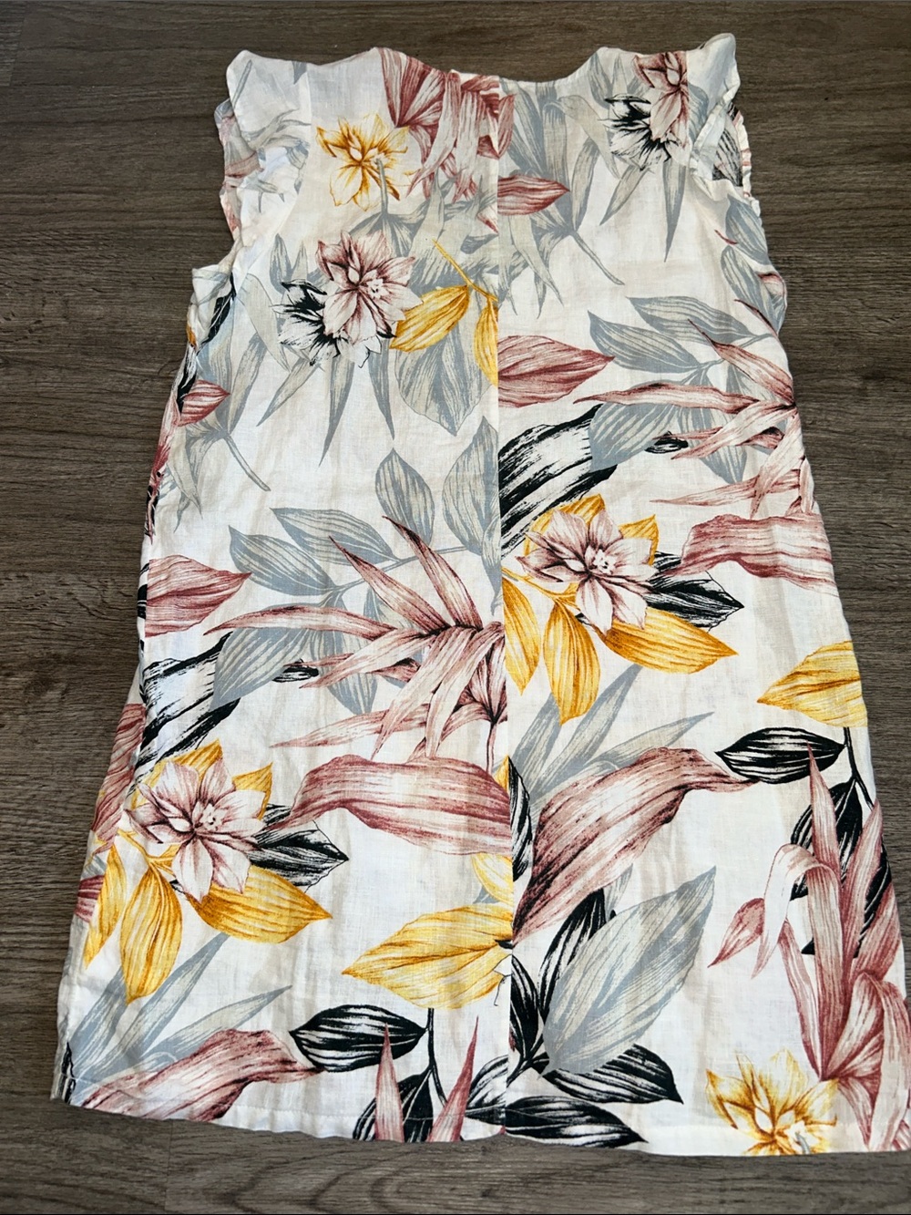 C&C California 100% Linen Floral Shift Dress Women’s Medium Pink Yellow Tropical - Picture 6 of 8